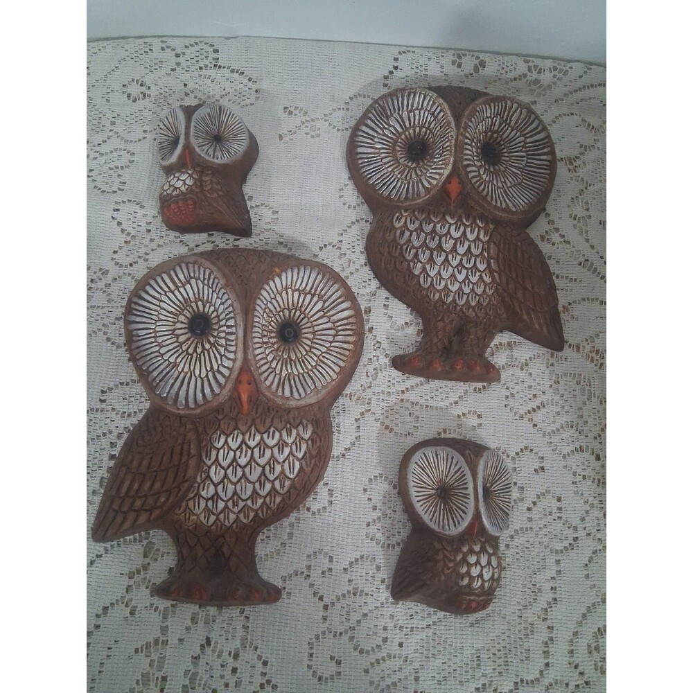 Vintage Owl Owls 1970’s Molded Foam Wall Hanging Decor Boho Retro MCM